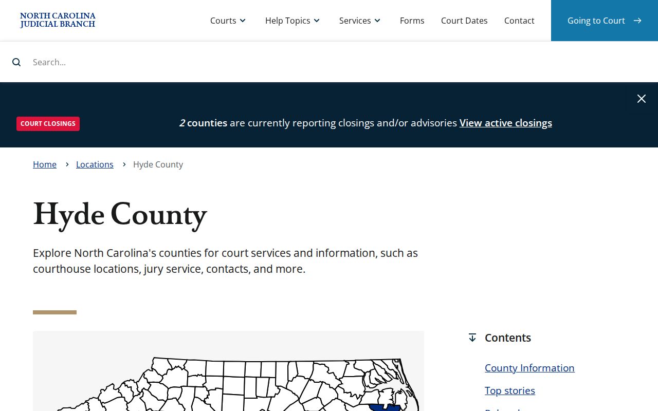 North Carolina Judicial Branch Hyde County court page