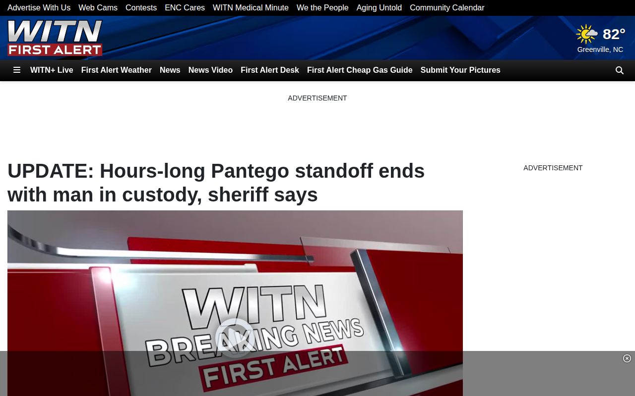WITN regional incident report describing Hyde County Sheriff involvement and processing